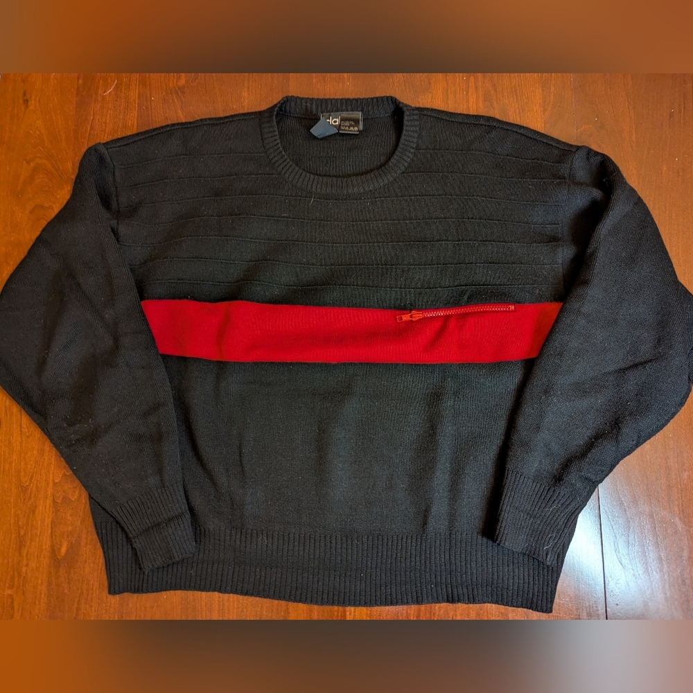 Men's 100% Wool Colorblock Sweater By Slalom, Size Large, Vintage
